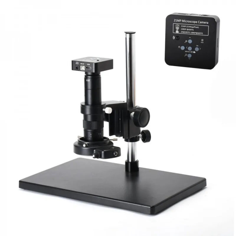 

HY-1138A 21MP Camera 4K Video Record 1080P Industrial Microscope w/ 180X Lens USB Output 60LEDs