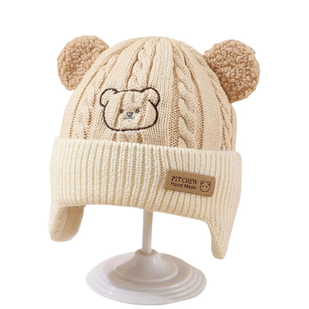 

1pc Winter Warm Knitted Baby Hat for 1-3 Years Outdoor Infant Boys Girls Bear Ear Protection Warm Cap Beanies for Kids