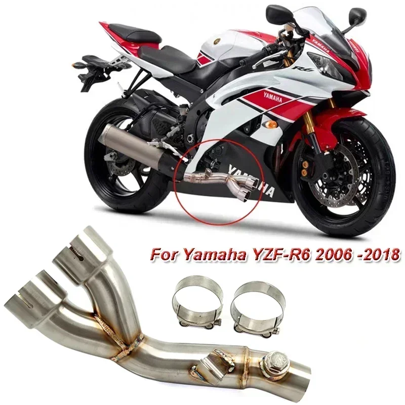 YZF R6 06-18 Motorcycle Stainless Race Exhaust Muffler Middle Pipe System Eliminator For Yamaha YZF-R6 2006-2018 R6