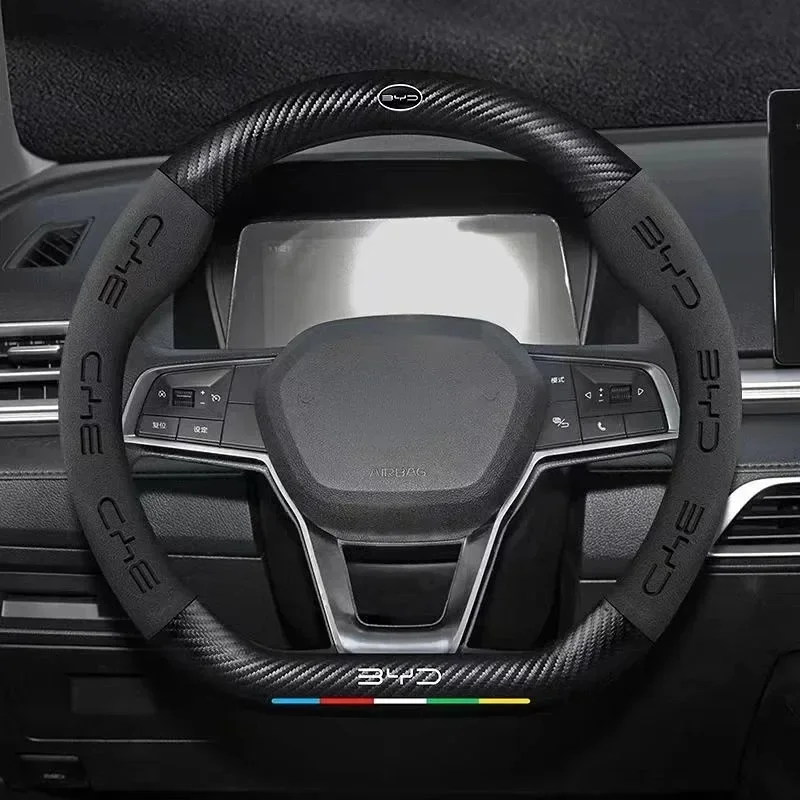 

For BYD Atto 3 Atto 3 EV Yuan Plus 2022 2023 Microfiber Leather Sport D Shape Car Steering Wheel Cover Auto Accessories