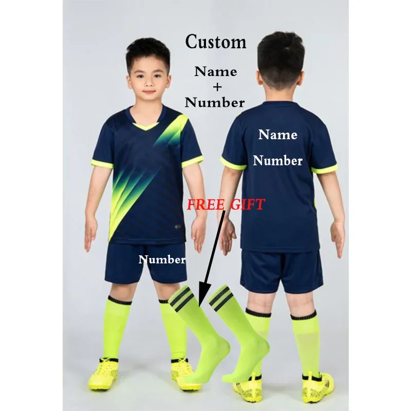 Jongens voetbalshirt trainingspak Kindvoetbal Sportuniformen Kinderen spelen bal Sportkleding Kits vest kindervoetbalpak Sokken 1