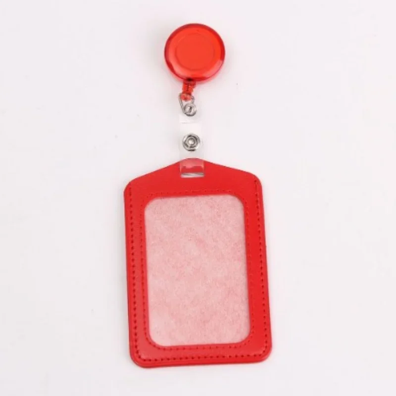 PU Leather Working Permit Sleeve Case, Badge Holder com Retrátil Reel Set, Identity Tag Pass, Clipe Cartão de Trabalho