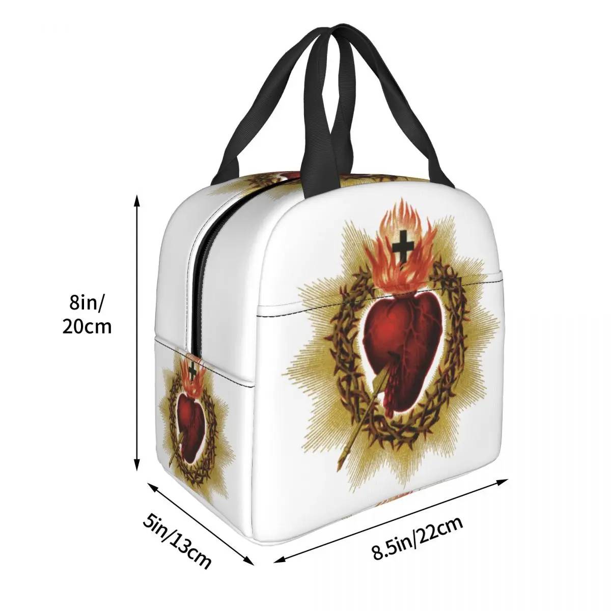 Sacred Heart Of Jesus Lunch Bag Women Catholic Christian Cooler Thermal Insulated Lunch Box for Kids School Children Food Bags