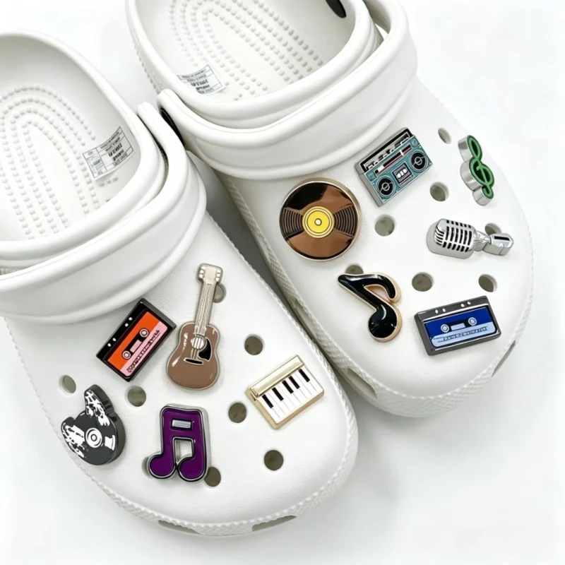 3D Musical Instrument Set Shoe Charms Accessories Piano Violin DIY Clogs Slide Sandals Garden Shoe Decoration Buckles Pins Gifts