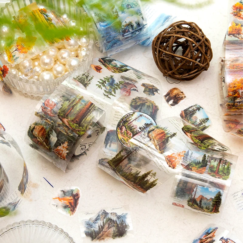 50mm*2m 1pc PET Landscape Tape Creativity Scrapbooking Junk Journal Creative Stationery DIY Deco Stickers School Supplies