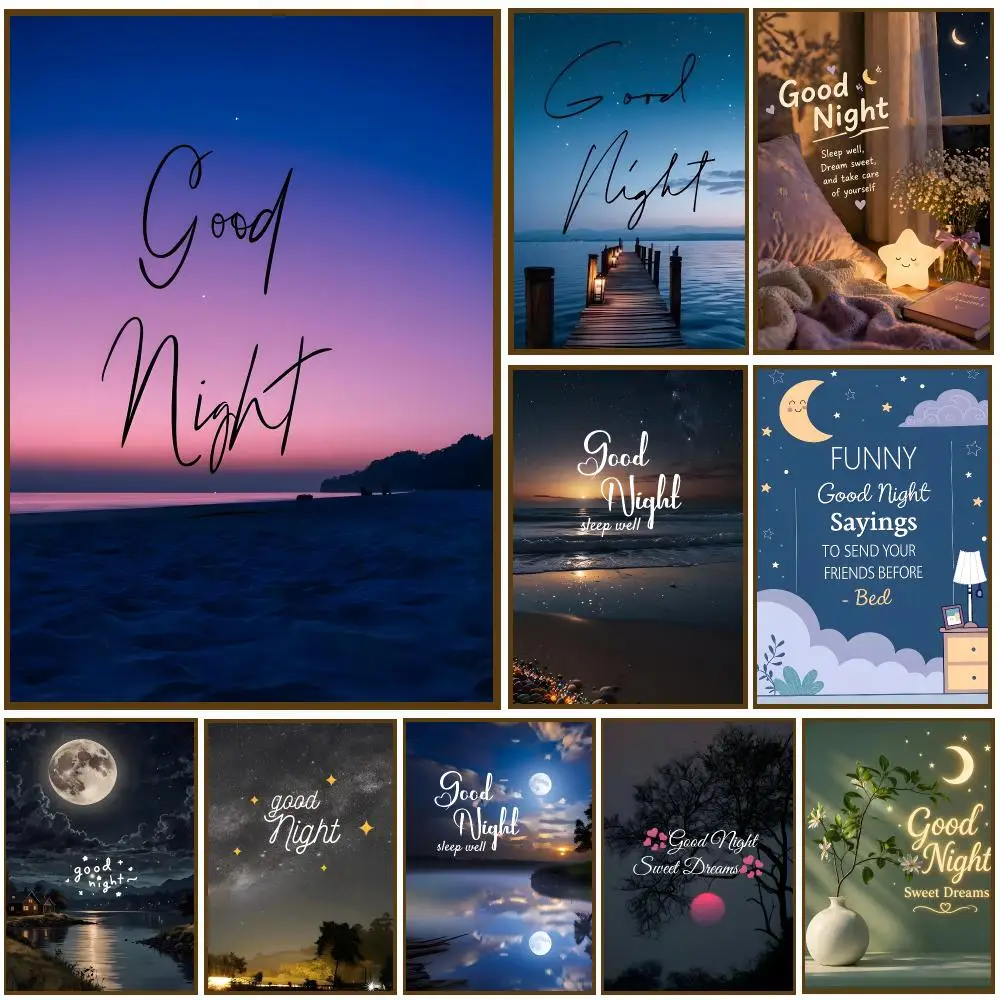 For Night Sweet Dreams Starry Sky Poster Self-adhesive Living Room Bedroom Party Bar Decor Moisture-proof Fade-resistant HD
