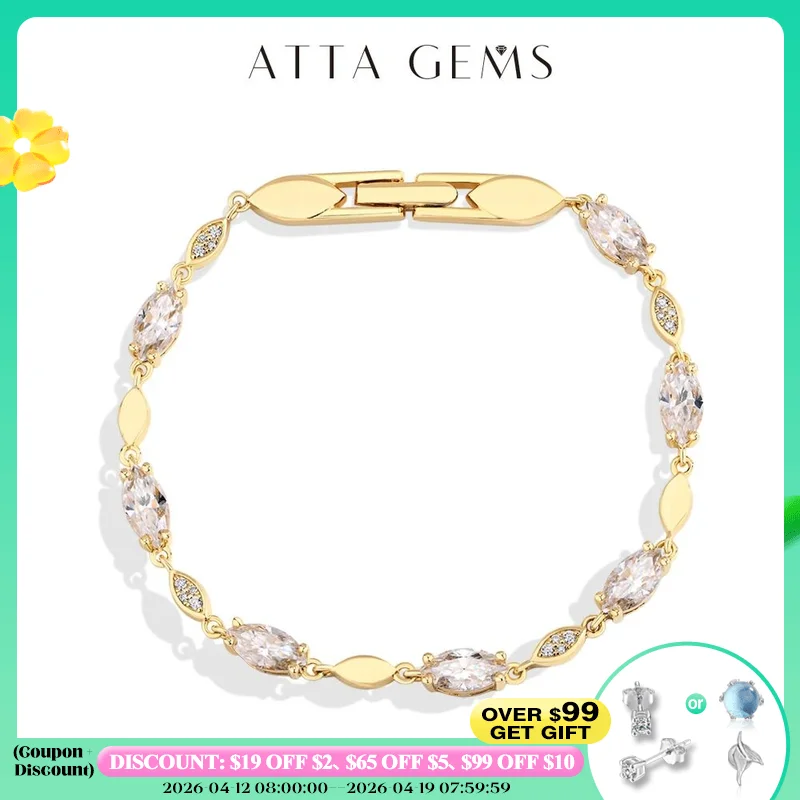 

ATTAGEMS Marquise Round Cut Moissanite Tennis Bracelets D VVS1 Real S925 Silver for Women Man Passed Diamond Tester Jewelry Gift