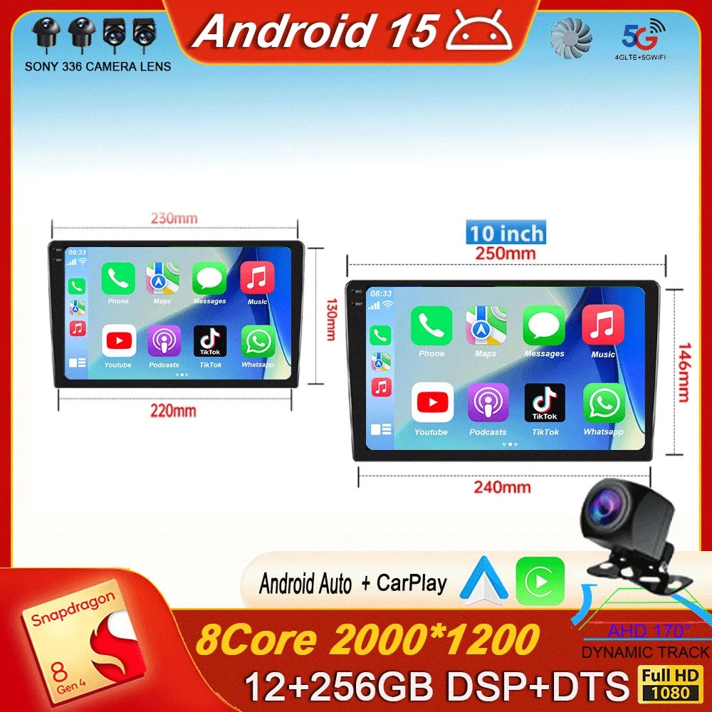 

Android 15 For 9 inch Car Radio 2 Din Apple Carplay Automotive Multimedia Player GPS Android Auto IPS Screen RDS DSP Car Stereo