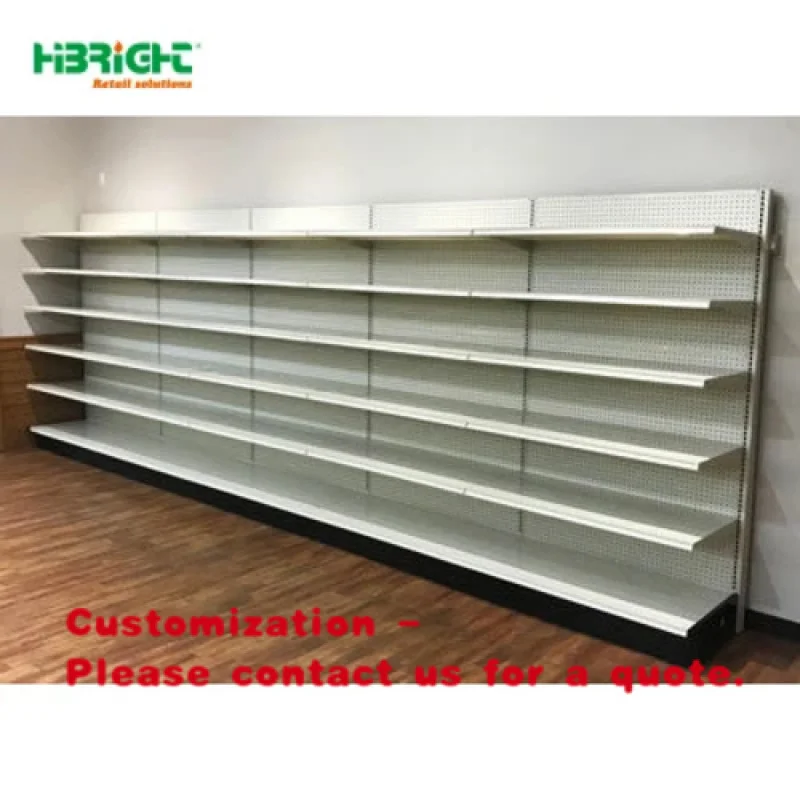custom.Commercial Display Double Single  Side White Metallic Convenience Store Supermarket Shelves