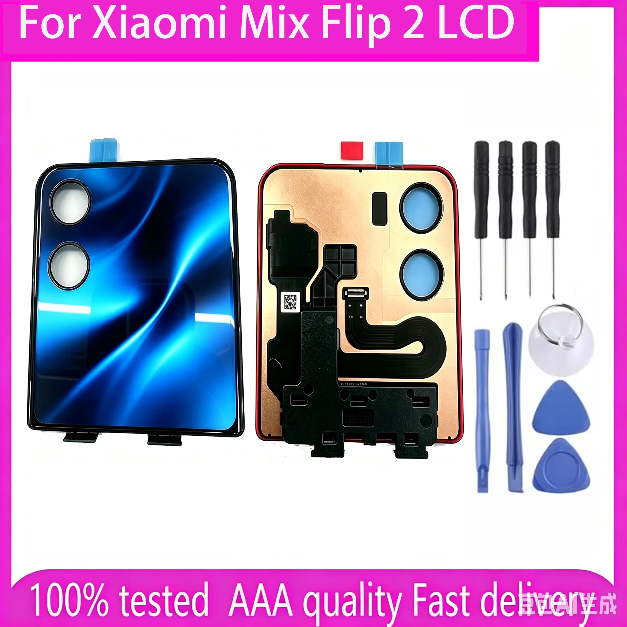 Second External AMOLED For Xiaomi Mix Flip 2 LCD Display Touch Panel Digitizer For Xiaomi Mix Flip 2 2505APX7BC LCD Replacement