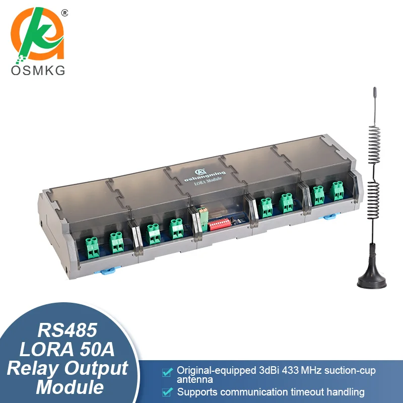 Oshangming 16 Channel RS485  Lora Relay Output Module 50A Single Open Relay DC12/24V Modbus RTU