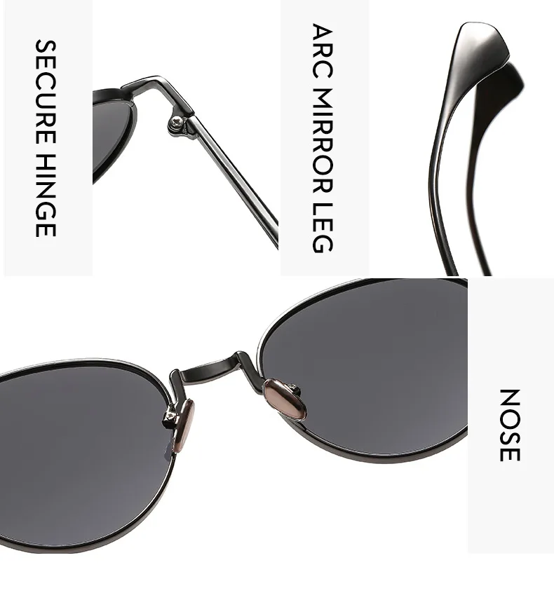 SHAUNA Retro Metall Runde Punk Männer Sonnenbrille Shades UV400 Mode Trend Gradienten Frauen Sonnenbrille – Detail 18