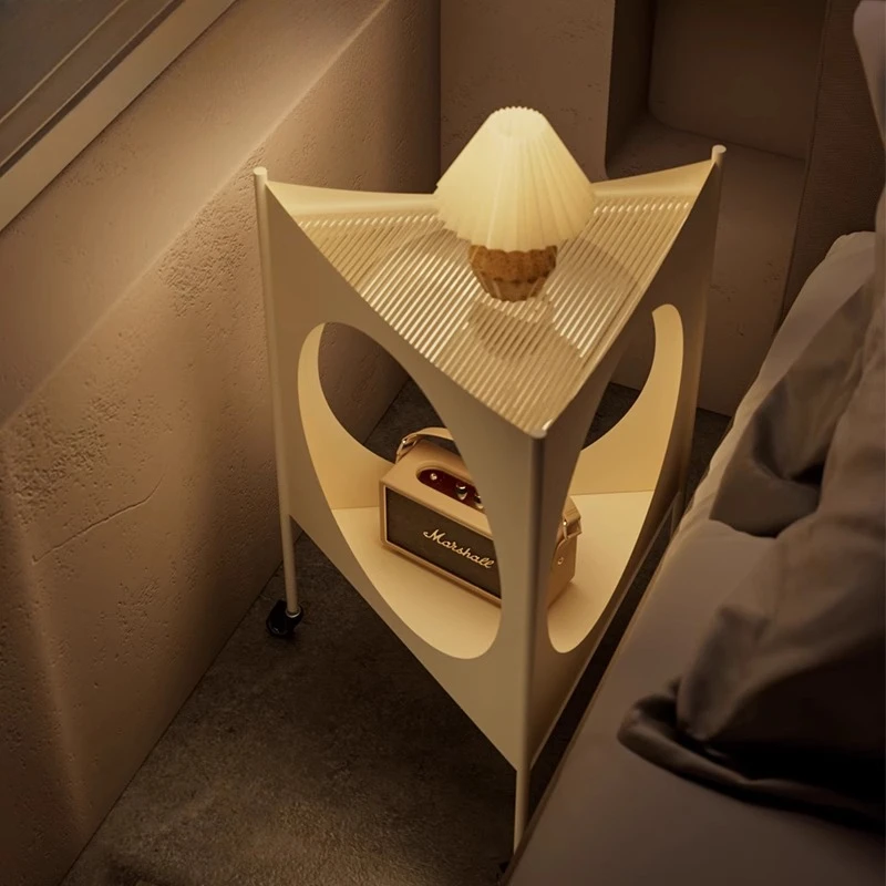 

Mobile Bedside Cabinet for Home Use, Boutique-Style Mini Cart, Night Light Sofa Side Table, Creative Bedroom Storage Rack
