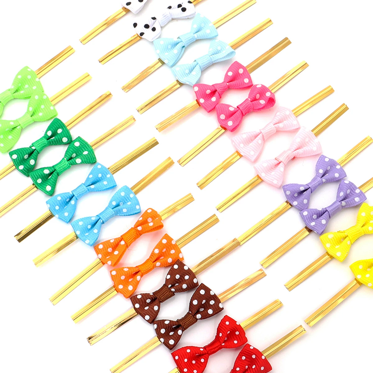 30pcs/lot Ribbed Polka Dot Bow - đánh giá và giá Wedding Package Gold
