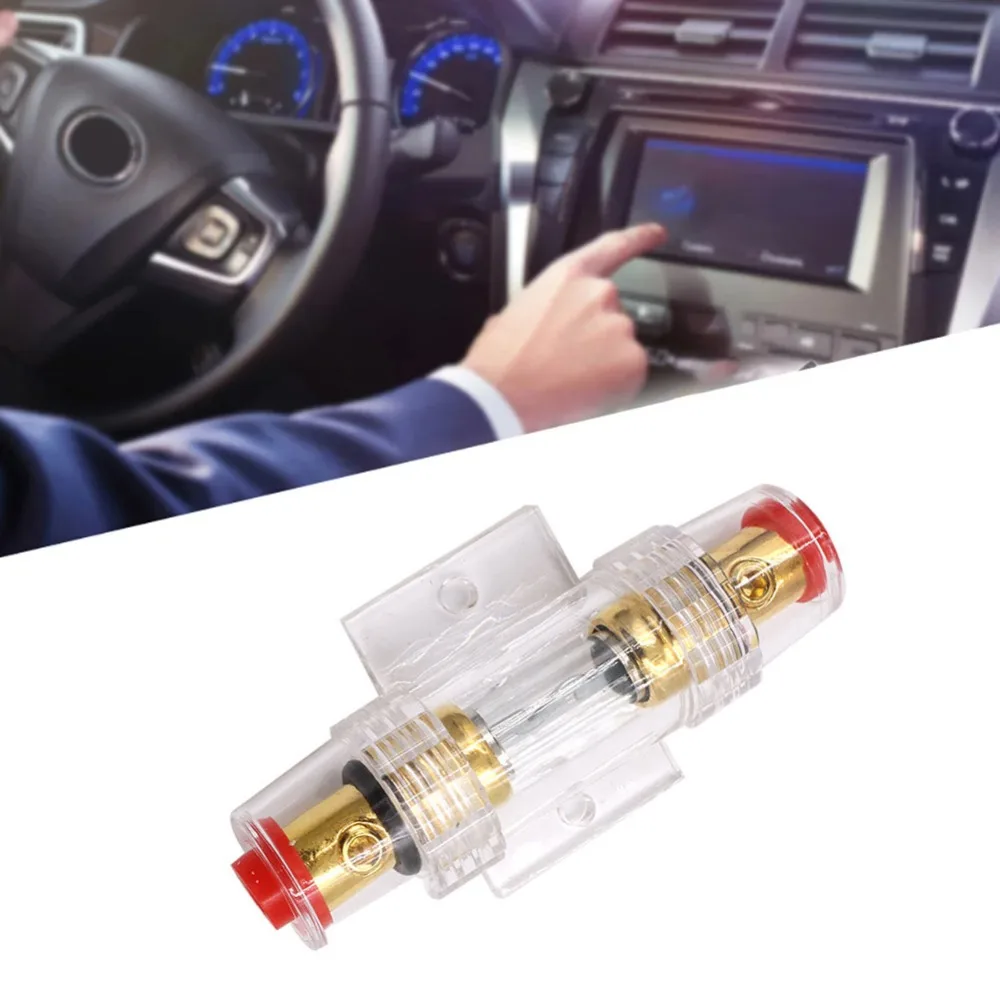 30-100A Car Audio Fuse Auto Accessories DC 12V Inline Car Stereo Audio Gold Plated AGU Car Fuse Holder Block