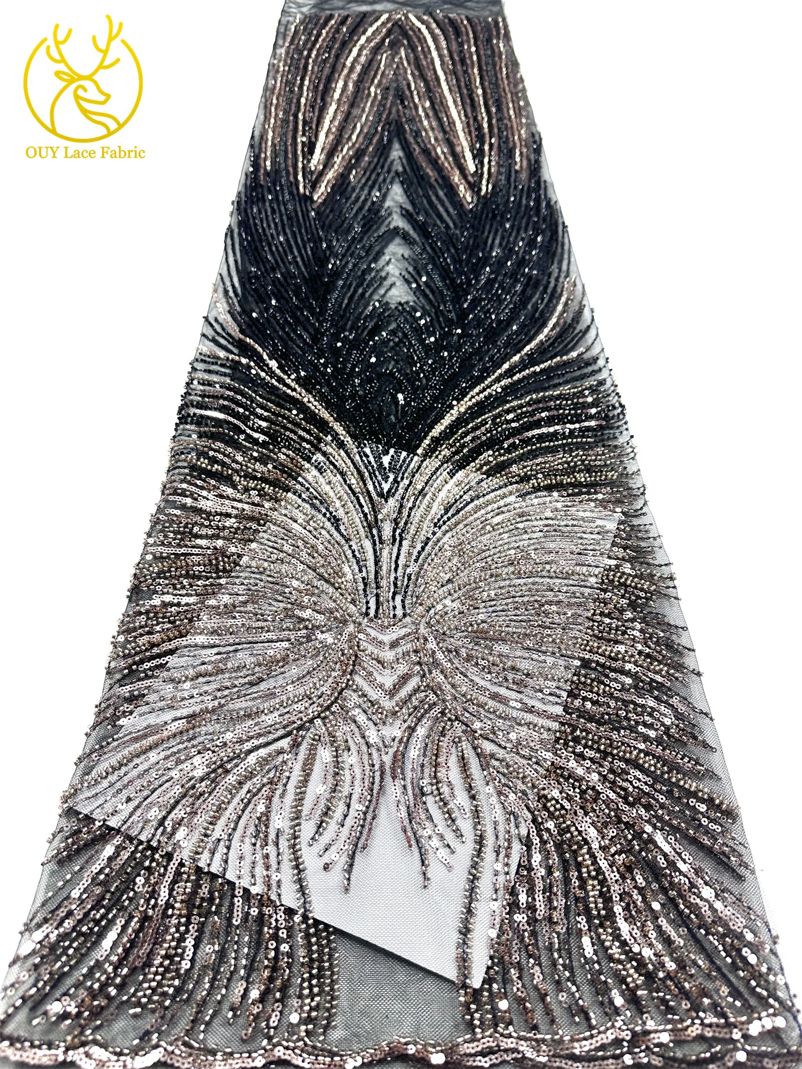 2026 Premium Spitze 5 Yards Französische Nigerianische Spitzenstoffe Afrikanische Pailletten-Perlen-Spitze für Damen Party Hochzeit Bankett – Detail 20