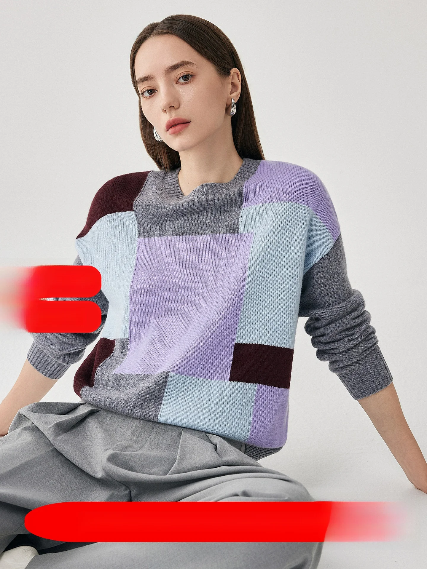 

Thiened 00, шерстяная трикотажная основа irt, женский осенне-зимний свитер в стиле пэчворк, цветная прямая трубка, длинный све