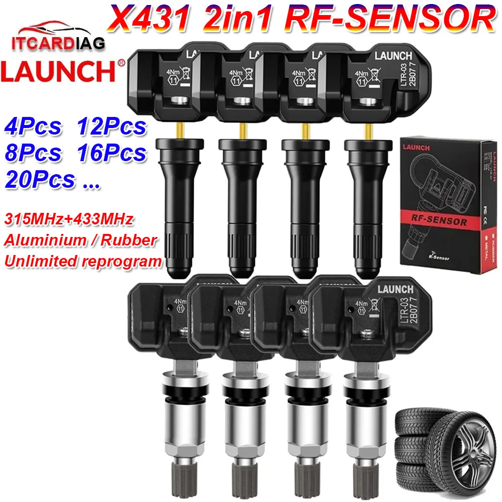 

LAUNCH X431 Sensor 2 in 1 RF-Sensor 315MHz/433MHz TPMS Tire Repair Tools Scanner TSGUN Tire Pressure Sensors Tester Programming