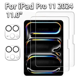 Screen Protector for Apple iPad Pro 11 Inch M4 (2024) Tablet HD Tempered Glass Film Rear Camera Protector Anti-fall/Anti-scratch