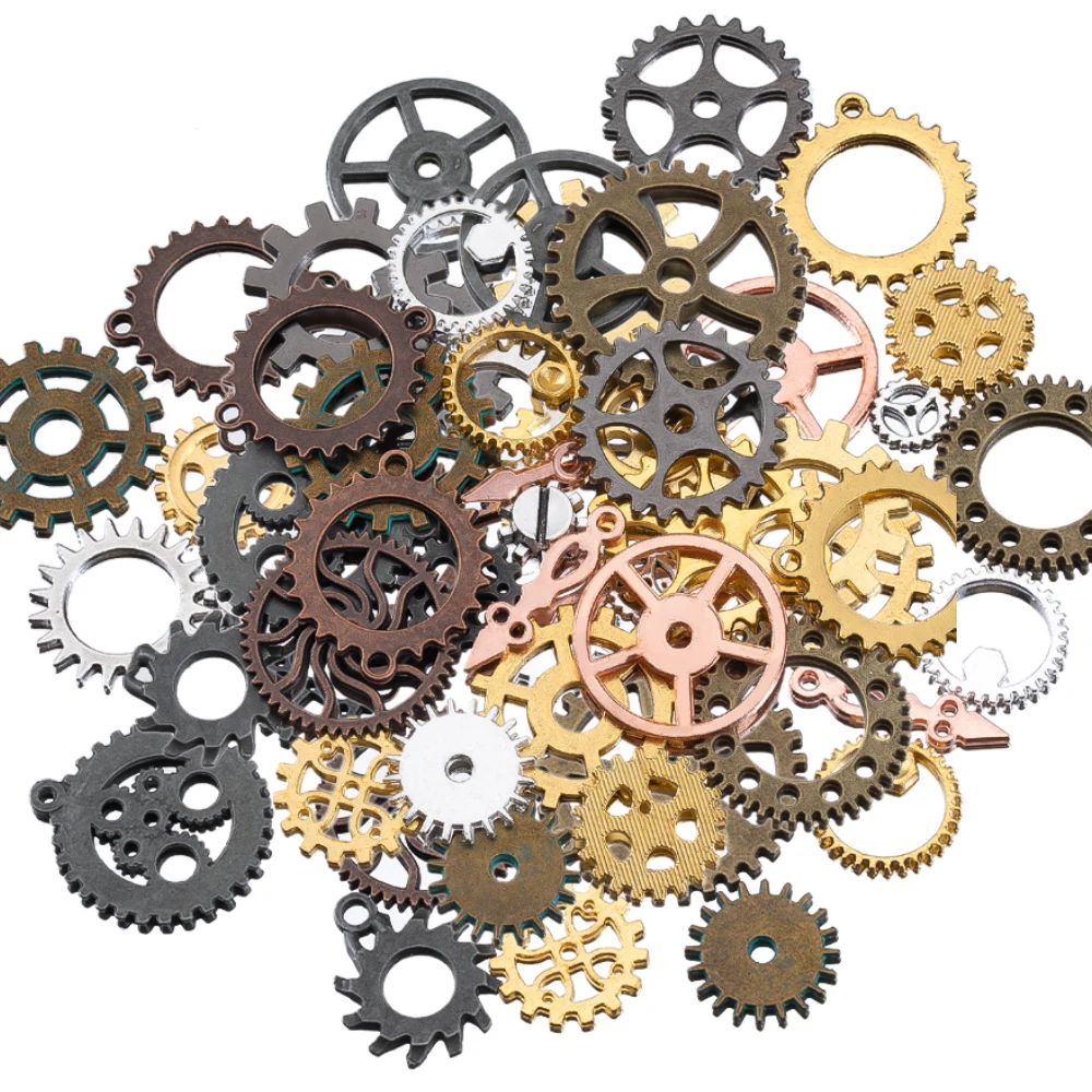 50g/100g mieszane Steampunk koła zębate Cogs Charms wisiorek antyczne metalowe koraliki DIY akcesoria rzemieślnicze ręcznie robiona biżuteria element do wyrobu