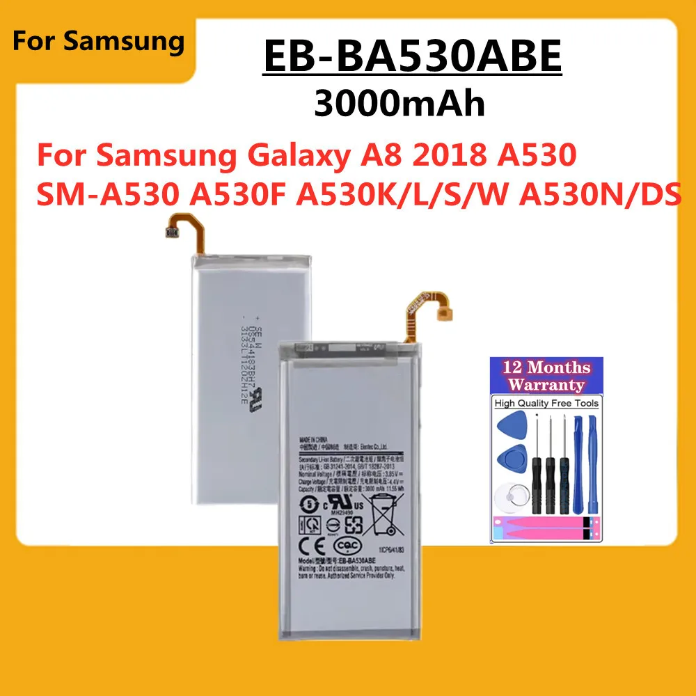 Batterie EB-BA530ABE 3000mAh pour Samsung Galaxy A8 2018 A530 SM-A530 A530F A530K/L/S/W A530N/DS EB BA530ABE Batteries de téléphone
