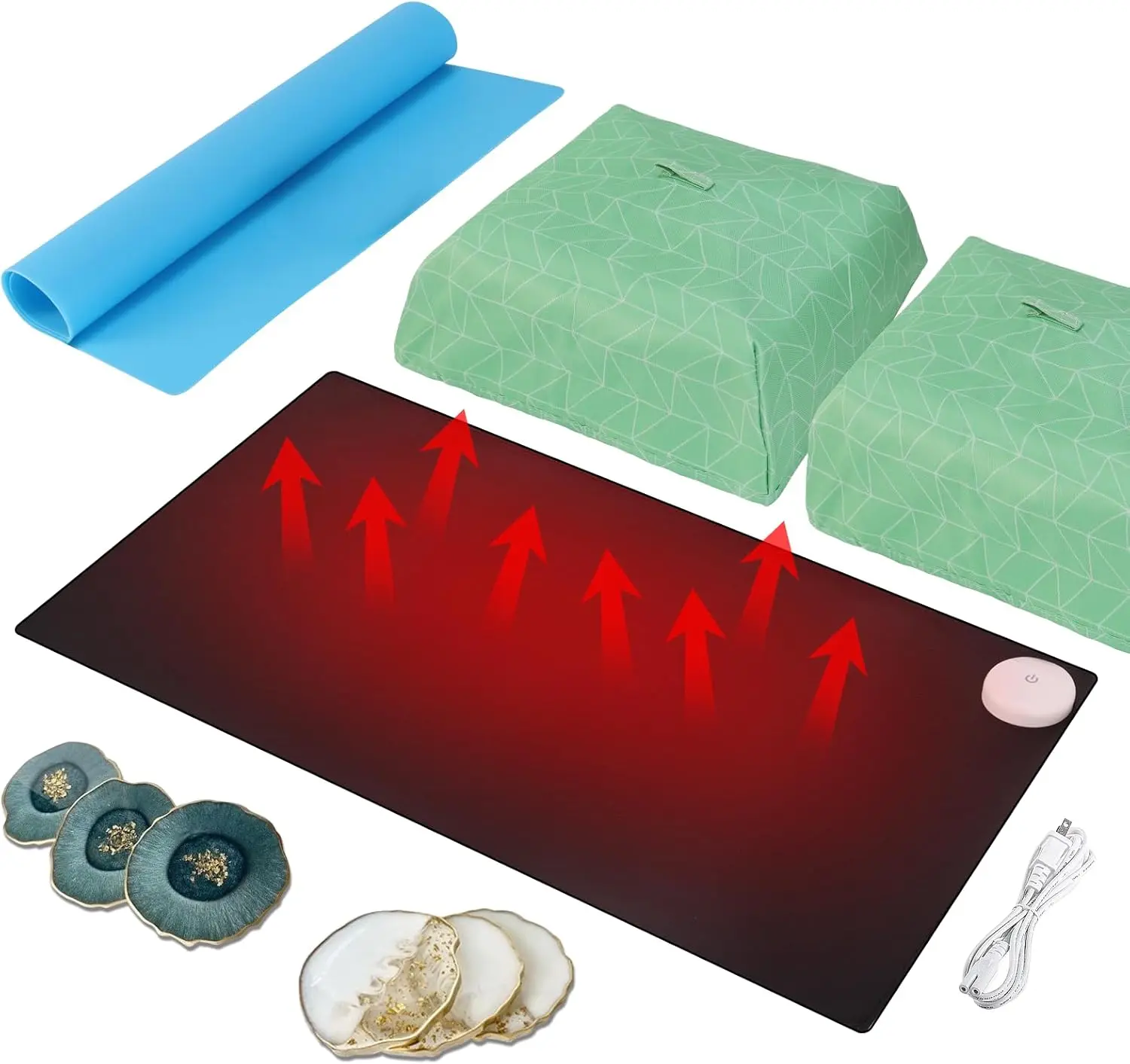 Large Resin Heating Mat, Yofuly Fast Resin Curing Machine with Timer and Lid, Silicone Mat for Perfect Resin Results, 4-Hour Aut