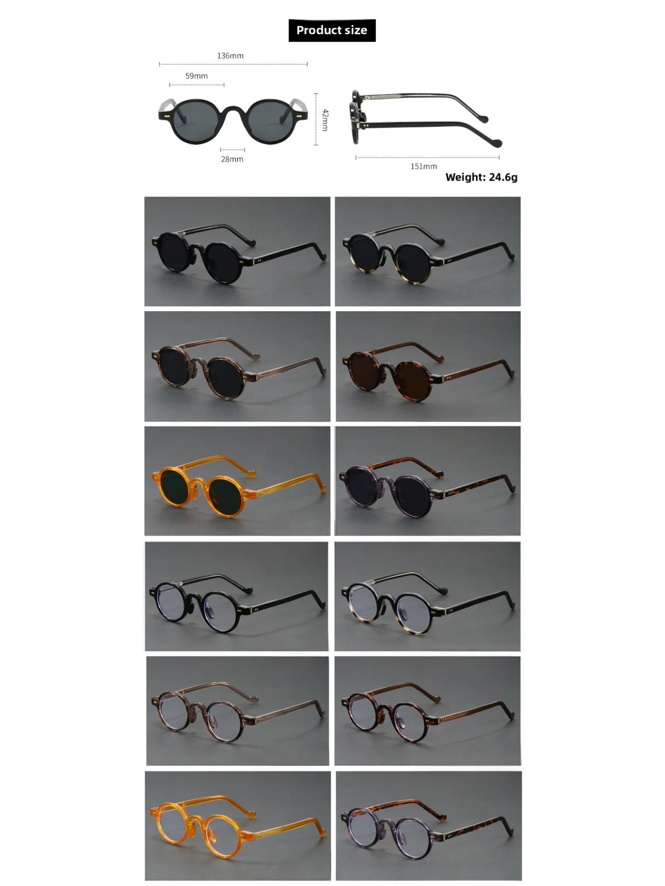 Orange Retro kleine runde Sonnenbrille für Damen und Herren, klassische Luxusmarke, Designer, beliebte Steampunk-Ton-Hip-Hop-Sonnenbrille UV400 – Detail 1