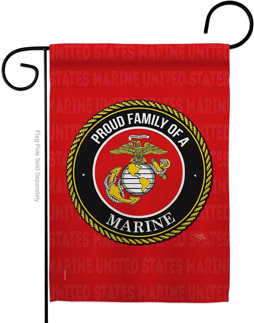 Proud Family Marines Garden Flag - Armed Forces Marine Corps USMC Semper Fi United State American Military Veteran Retire Offici