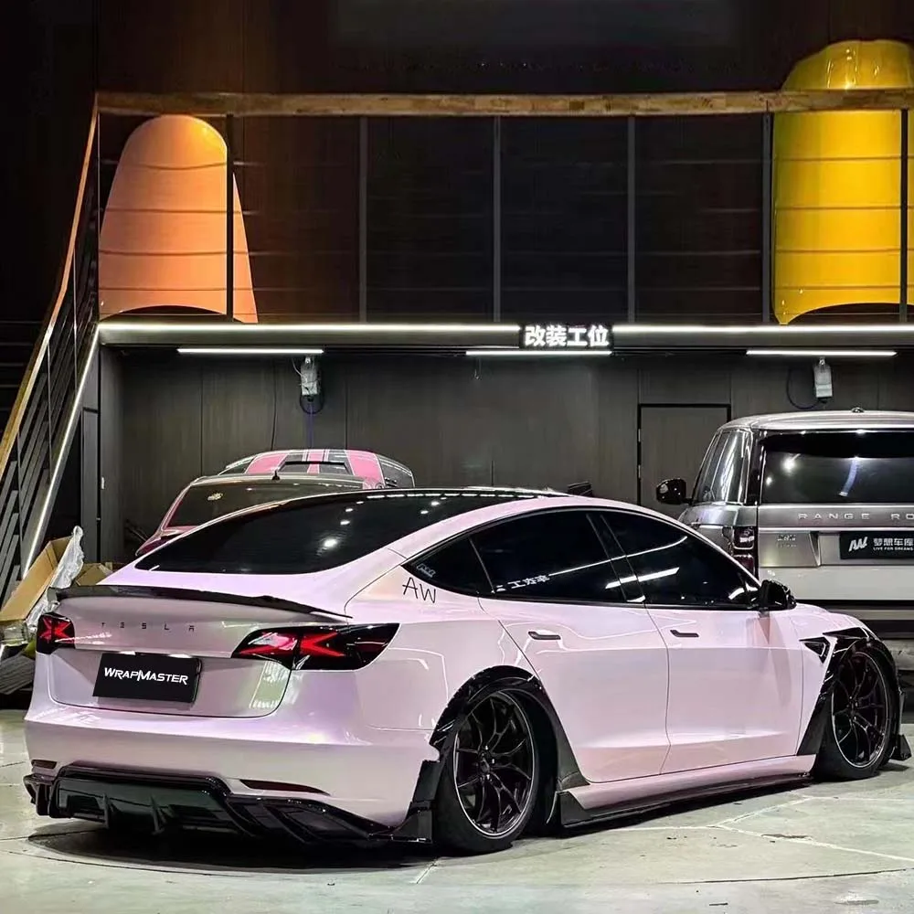 

Metallic Peach Pink Vinyl Car Wrap PET Backing Glossy Protective Professional Car Wrapping for Vehicle