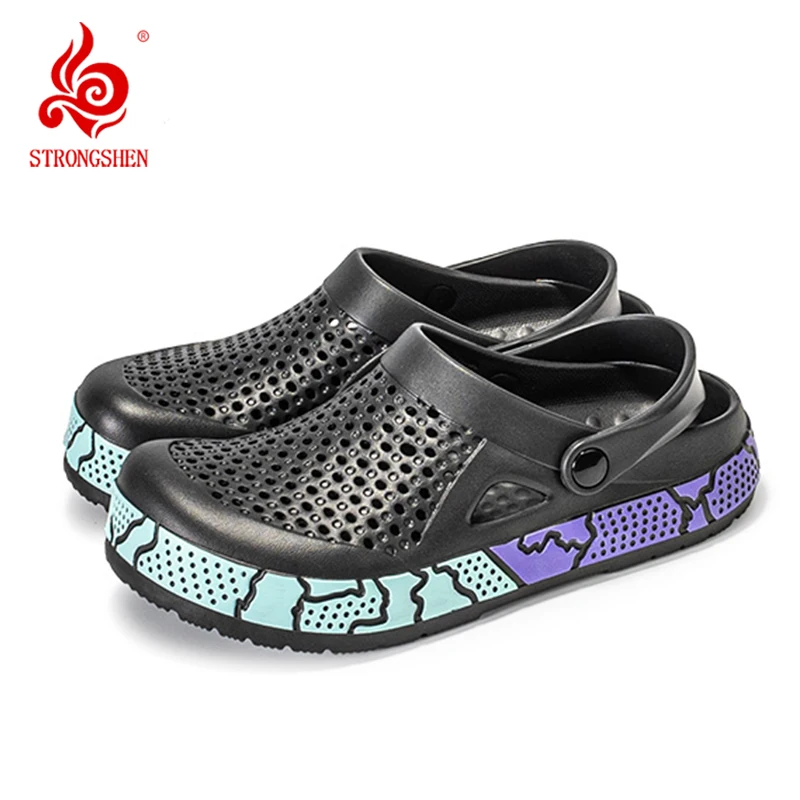 STRONGSHEN Men Slipper Summer Outdoor Lightweight Comfortable Hollow Out Sandals EVA Soft Sole Slides Walking Beach Shoe Unisexx