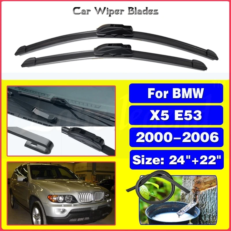 

Wiper Front Hybrid Wiper Blades For BMW X5 E53 2000 2001 2002 2003 2004 2005 2006 Windshield Windscreen Front Window 24"+22"