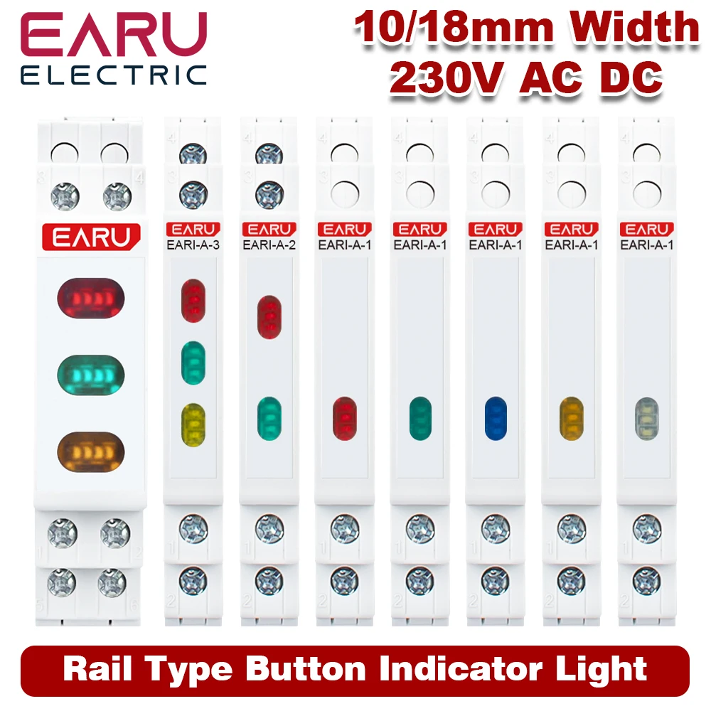 10/18mm Rail Indicator Light AC DC 220V 230V LED Dual Color Signal Light Tri Color Indicator 50/60Hz Light Red Green Blue
