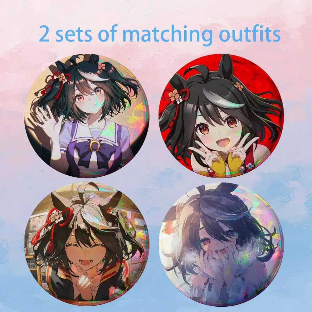 Kitasan Black U-Umamusume HD Print Round Lapel Pins Pretty Derby 2 piece set Round Display Brooches Brooch Badges