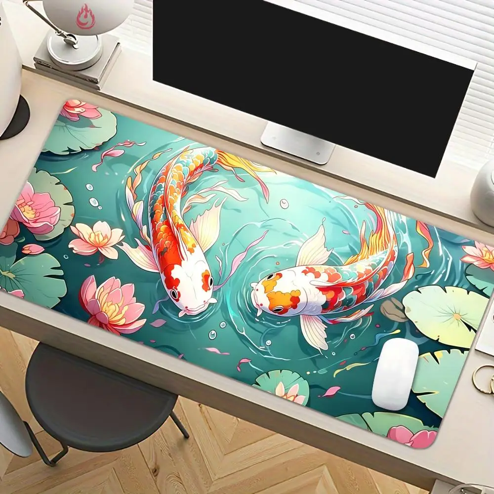 Interesting Koi Mouse Pad Desk Mat Large Computer Office Carpet XXL Mousepad Gamer Gaming PC Accessories Keyboard Rug Mauspad