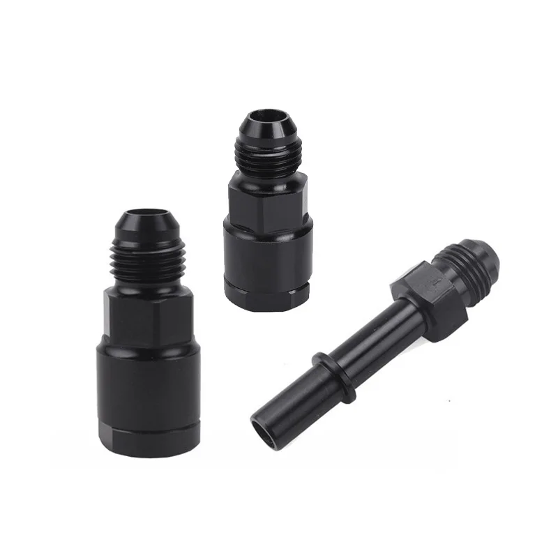 AN6 Flare to 3/8 5/16 Hose Barb Fittings Adapter Aluminum Oil Fuel Line  Black LS Filter Fittings