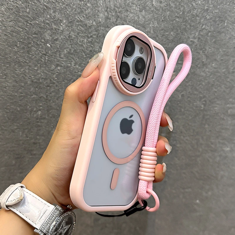 Faltbare Glaslinsen-Halterung, magnetische transparente Hülle für iPhone 18 17 16 15 14 13 12 Pro Max, für Magsafe, mit Handschlaufe, stoßfeste Schutzhülle – Detail 17