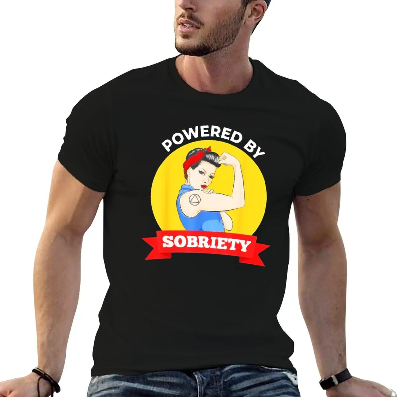 

Sobriety Alcoholics Anonymous AA Sober AF Gift For Women T-Shirt man t shirts for men casual T-Shirt