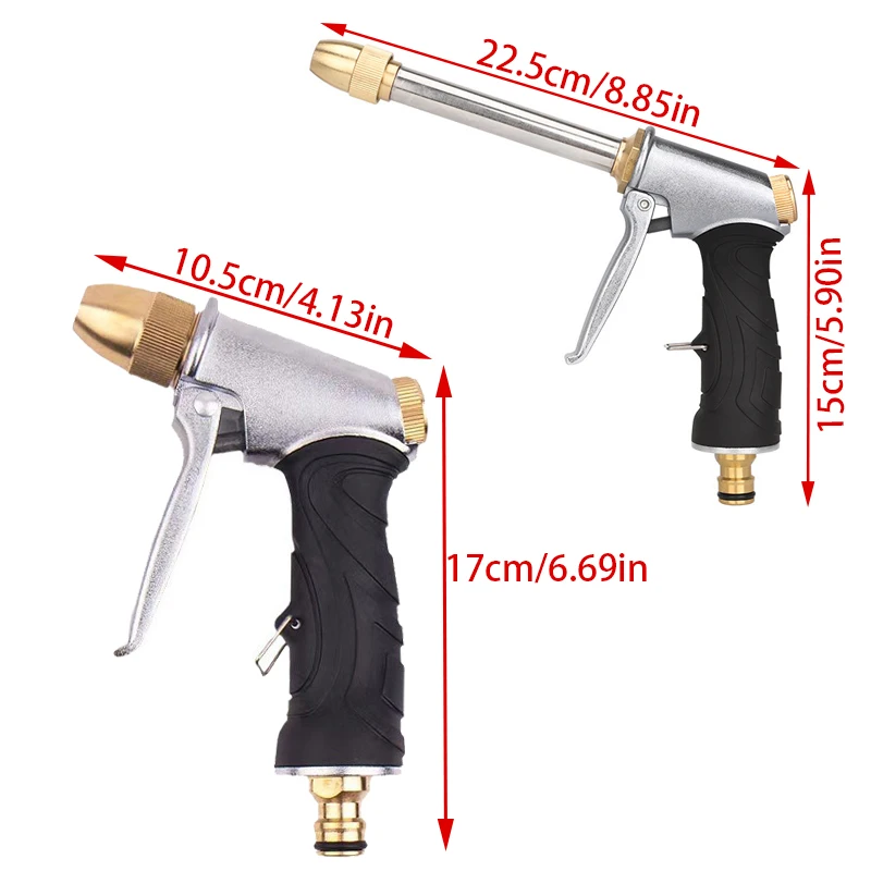 Metal High-Pressure Car Washing Spray Gun Car Washing Cleaner Garden Hose Sprinkler Foam Water Gun Garden Supplies