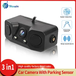 3IN1 Car Parking Sensor Car Night Vision  Reverse Backup Rear View Camera 2 Radar Detector Sensors BiBi Alarm