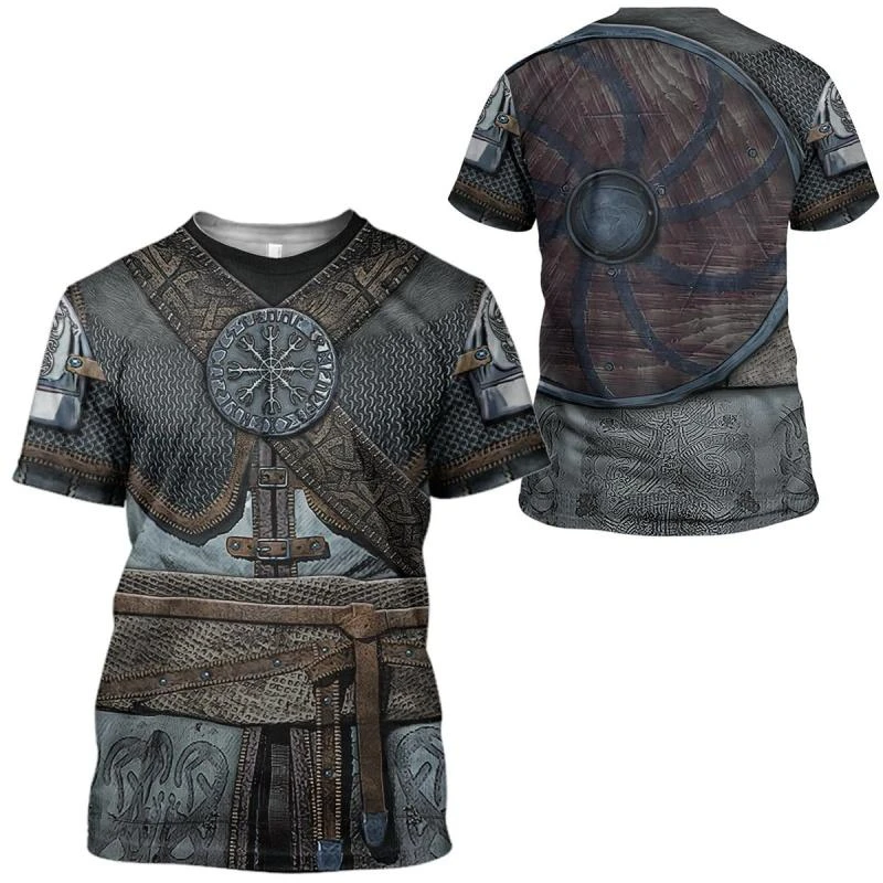 Fashion 3D Print Viking Armor Pattern T-Shirt For Men Clothing Harajuku Y2k Short Sleeve T Shirt Unisex Casual Streetwear Tees