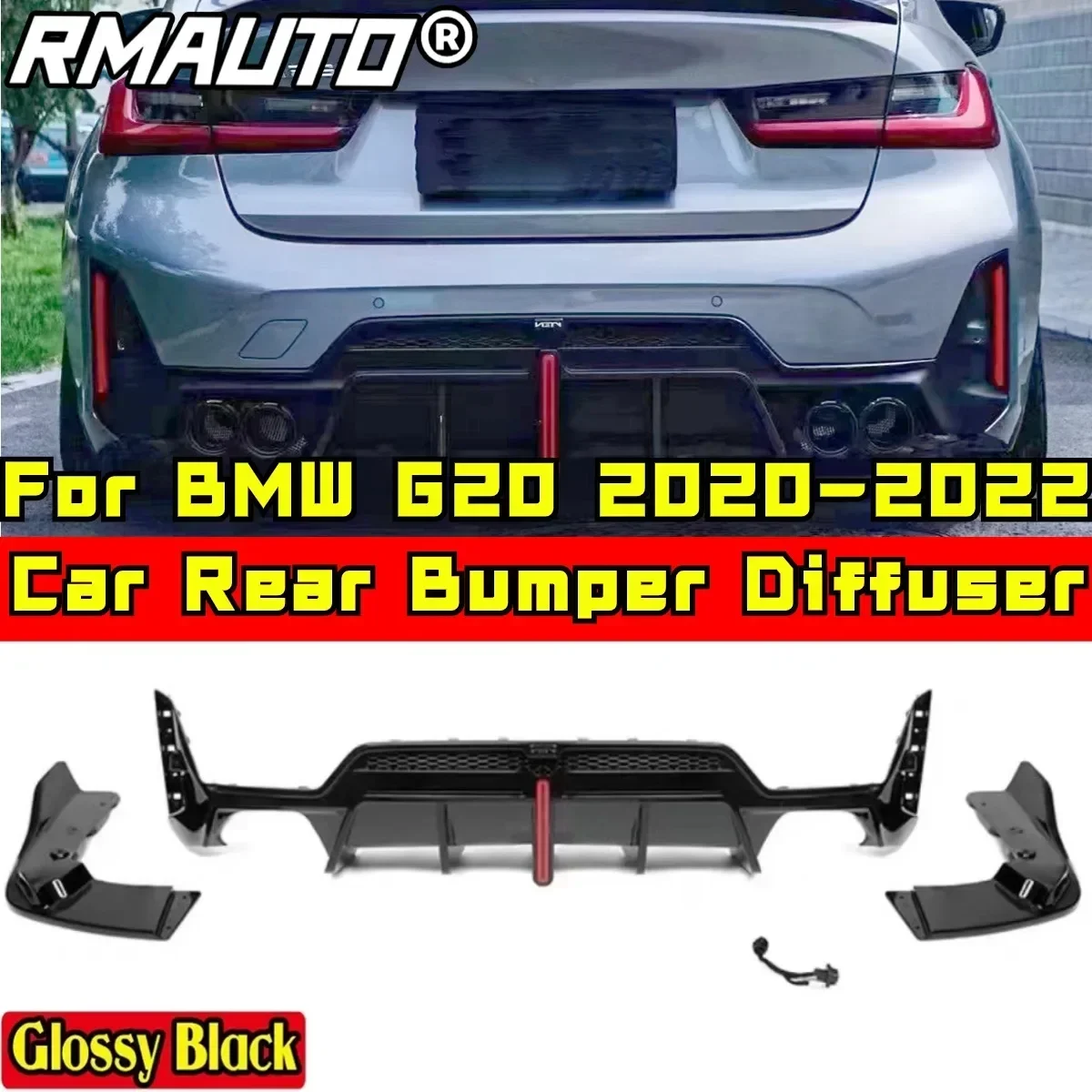 BMW G20 Rear Bumper Lip Glossy Black MP Style Car Rear Bumper Guard Diffuser Car Accessories For BMW G20 2020-2022 Body Kit