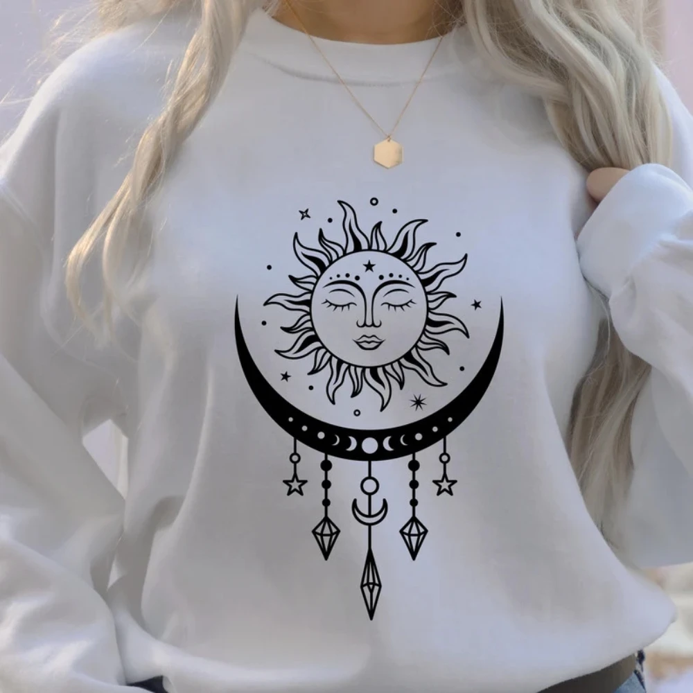 Sun Moon Sweatshirt Boho Sun Moon Shirt Mystical Crystals Witchy Pullovers Astrology Sweater Coquette Aesthetic Moon Lover Gifts