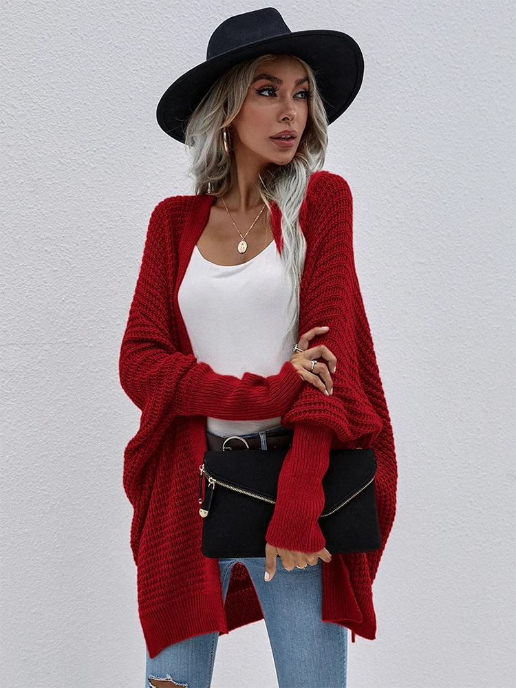 Boho Oversized Cardigan Batwing Sleeve Sweater Women Clothing 2022 Autumn Loose Coat Knitwear Fashion Knitted Jackets