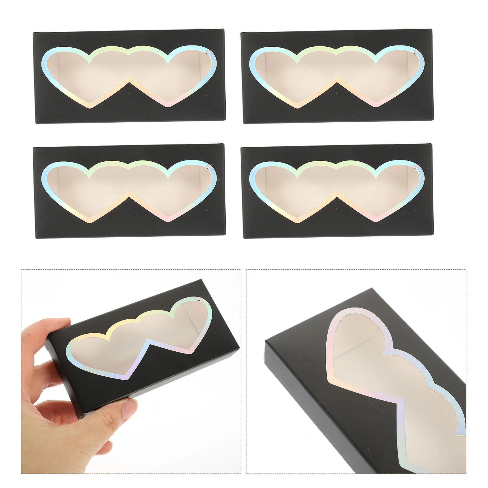 50 قطعة صندوق تخزين الرموش على شكل قلب غطاء شفاف منظم الرموش الصناعية حامل تغليف السفر المحمول #4