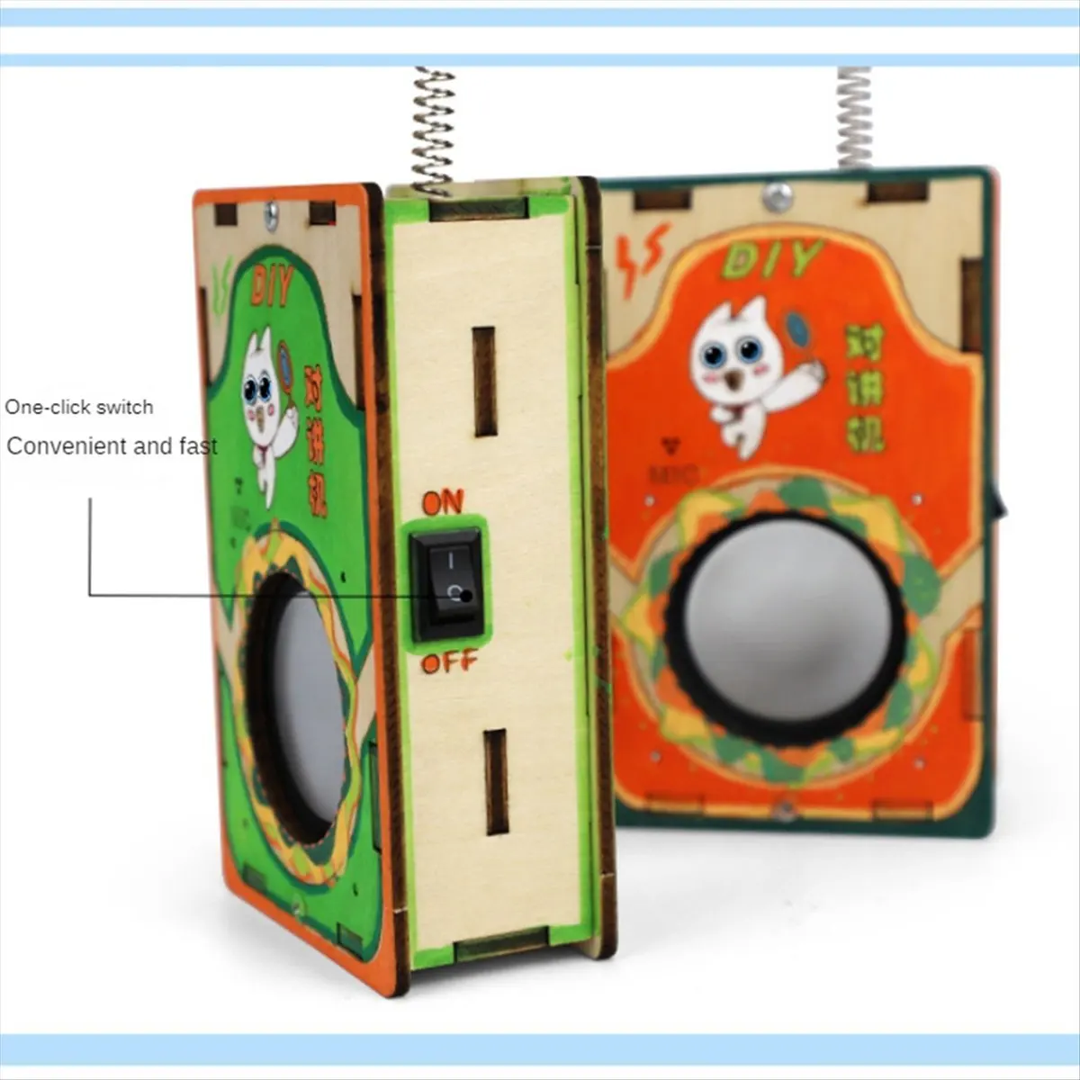 SWXF 2Pcs Walkie Talkie Set DIY Kayu Jangkauan Jauh Elektronik Belajar Aksesoris DIY Radio Genggam Interkom