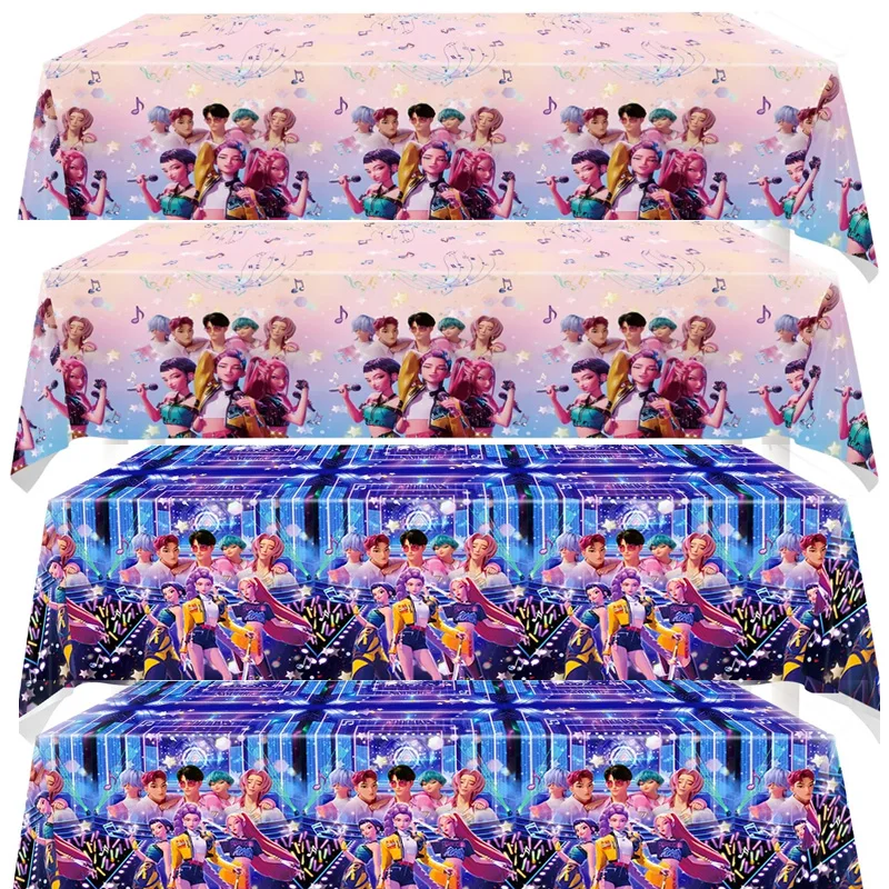 Demon Hunters Disposable Tablecloth KPop Anime Themed Birthday Party Decoration Baby Shower Supplies Kpop Demon Hunters Party