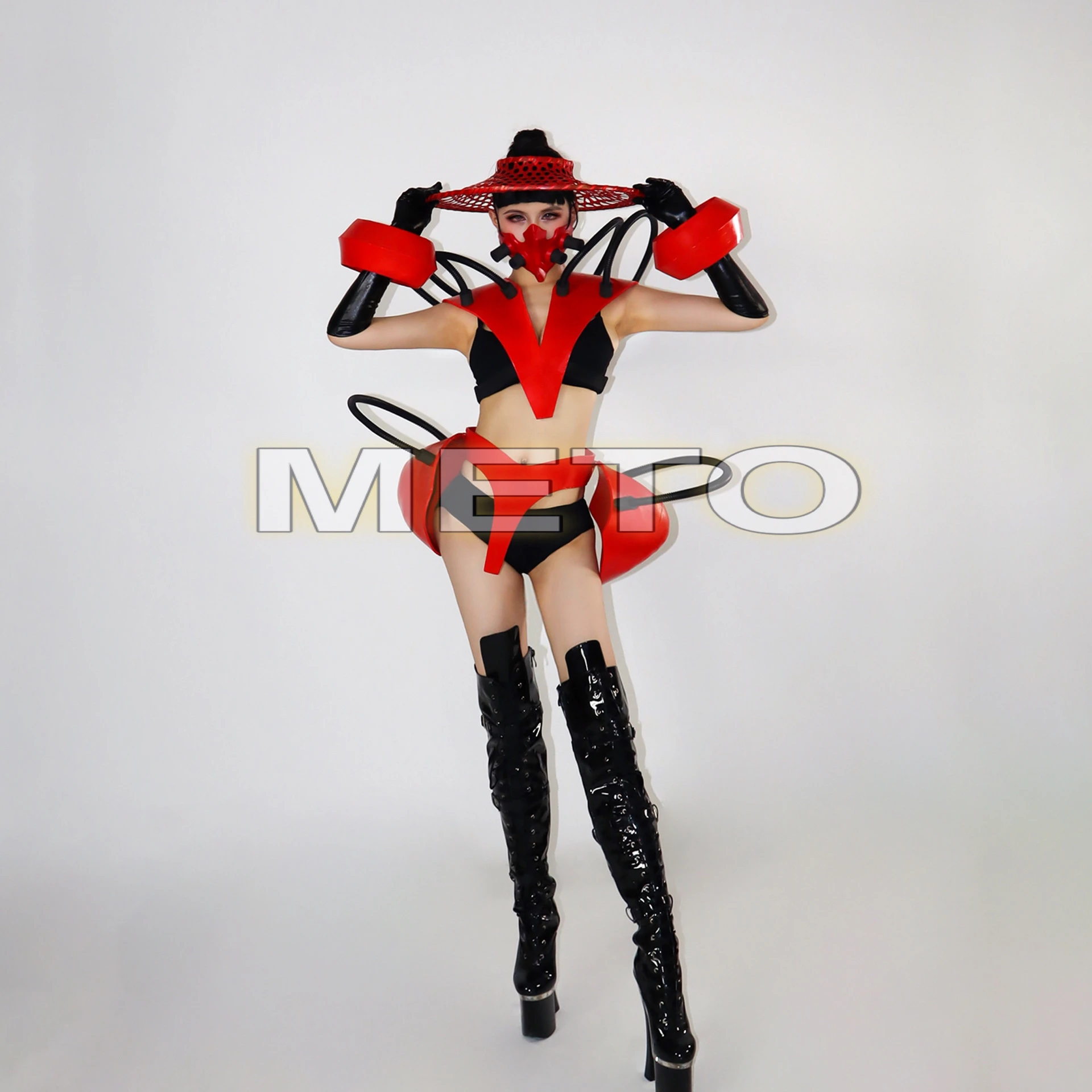 Red Drag Queen Outfit Sexy Gogo Dancer Clothing Festival Party Show Wear Women Nightclub Carnival Halloween Stage Costume