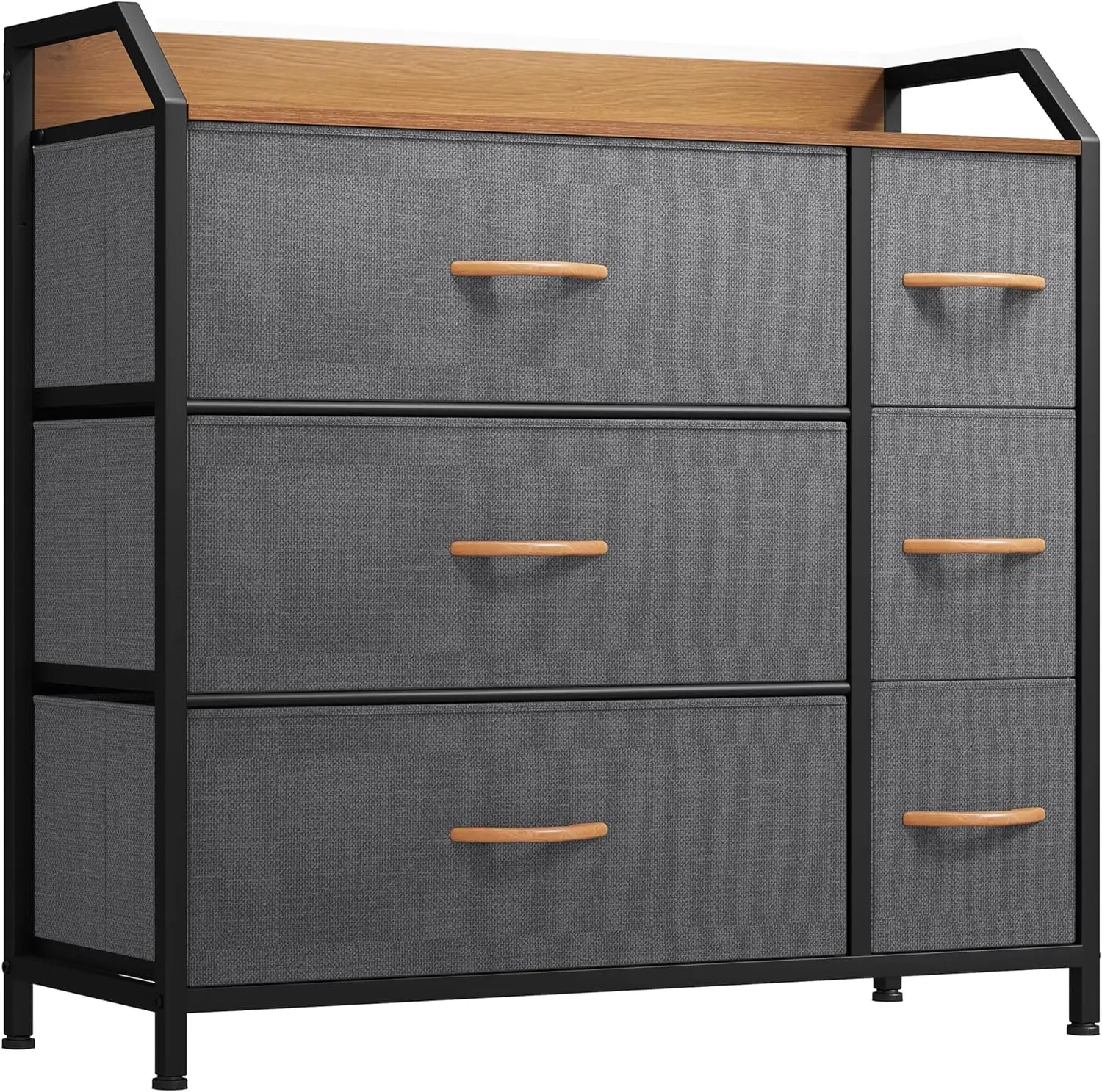 

Dresser with 6 Drawers, Organizer Unit for Bedroom, Fabric Dresser Storage Tower - Sturdy Steel Frame, Wooden Top