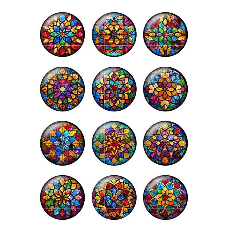 24pcs/lot Colorful Christmas Floral Pattern 8mm-25mm Round Photo Glass Cabochon Demo Flat Back Making Findings for DIY Gift H327