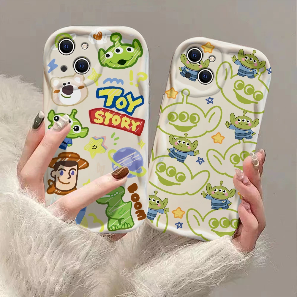 Cartoon Toy Story Alien 3D Wave Case For Samsung A73 A72 A71 A55 A54 A53 A35 A34 A33 A25 A24 A23 A15 A14 A13 A05 A04 4G 5G Cover